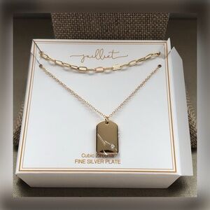 Tag Yellow Gold Layered Dainty Necklace